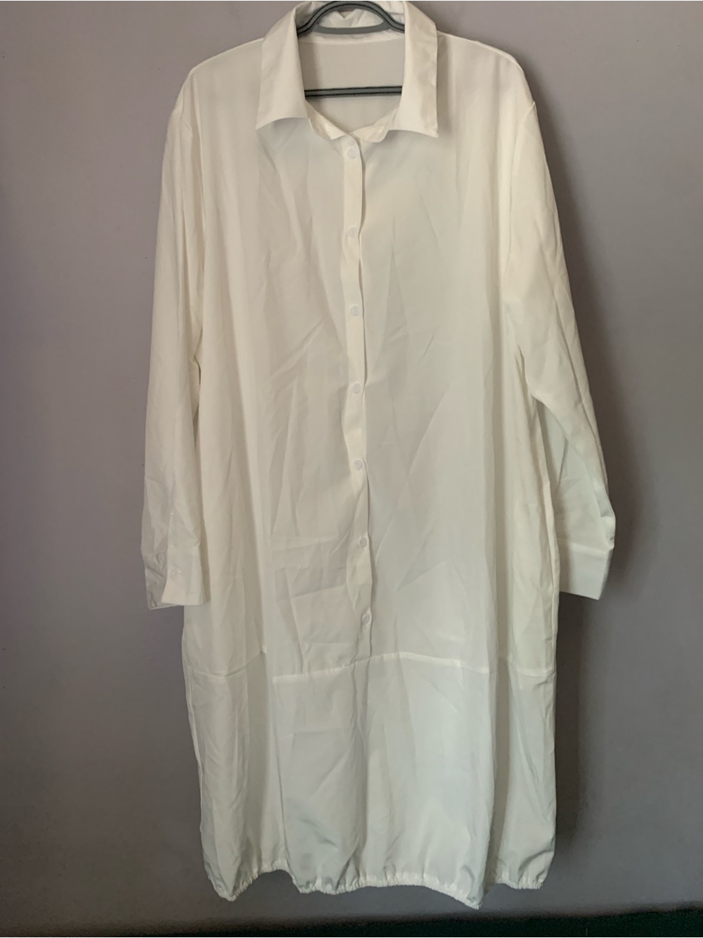 White Cream Button Down Shirt Dress 4XL